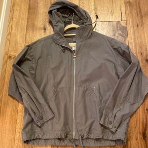 Columbia khaki green cotton spring jacket with hood. Size XL. 90’s vintage.